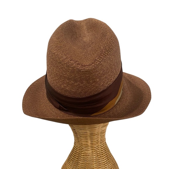Stetson Vintage Mens Fedora Straw Brown Hat - Picture 4 of 10
